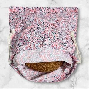 Paisley Cotton Bread Bag, Large Handmade & Reusable Sourdough Bread Bag